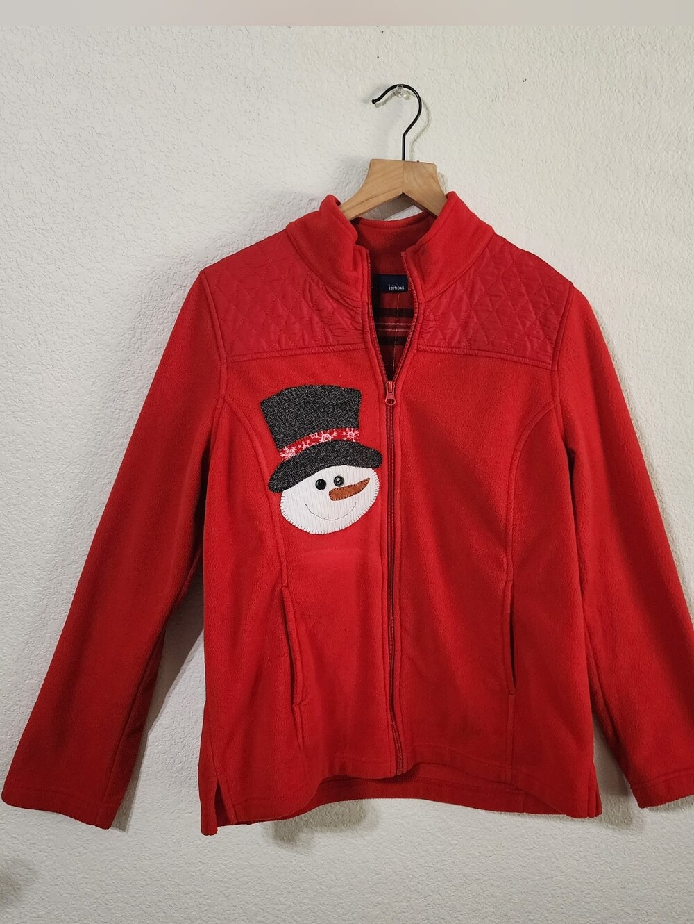 Vintage Basic Edition Womens M Fleece Zip Up Red Jacket